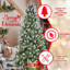 Arbre de Noël de 8 pi, 2850 pointes, baies rouges, pin, branches enneigées, structure à charnières, cadre en métal recouvert, équilibre