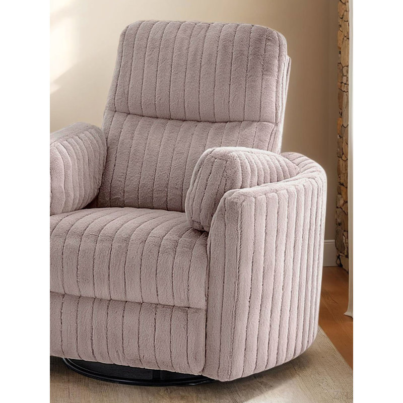 Contemporary Style Power Glider Recliner W/ Swivel Curved Arms Pillow Fill Swivel Chair Primary Living Room, Taupe
