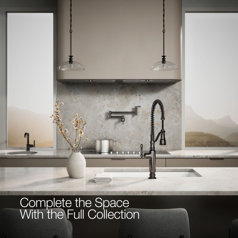 Tournant Single Handle Pull Down Kitchen Faucet, Vibrant Titanium