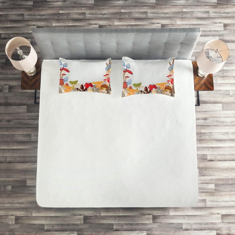 Mushroom Polyester Coverlet, King Bedspread + 2 Shams