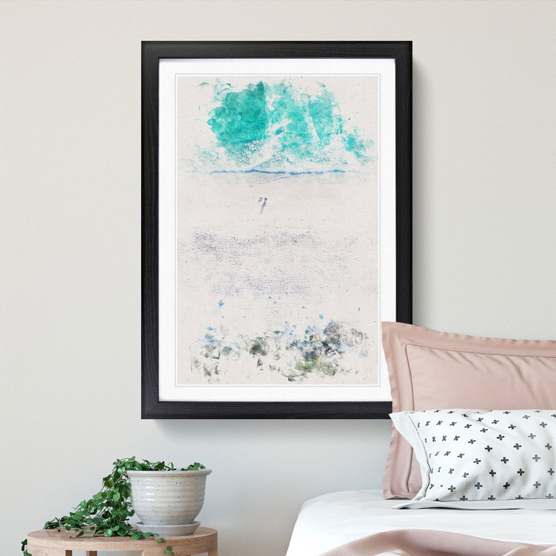 Walking on the Beach - Picture Frame Graphic Art, 87cm H x 62cm W x 2cm D, Black Framed