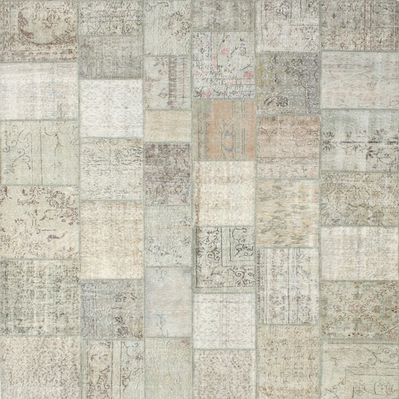 Tapis gris zone contemporaine Thinh, Carré 5 pi