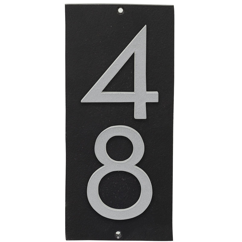 Plaque d'adresse murale flottante sur 1 ligne, Noir, Argent, Oui