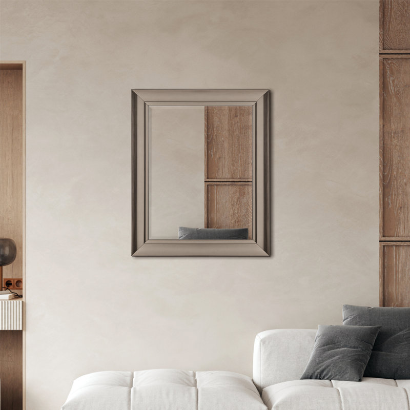 Miroir mural avec cadre en nickel brossé antique brossé Head West - 29 po x 35 po
