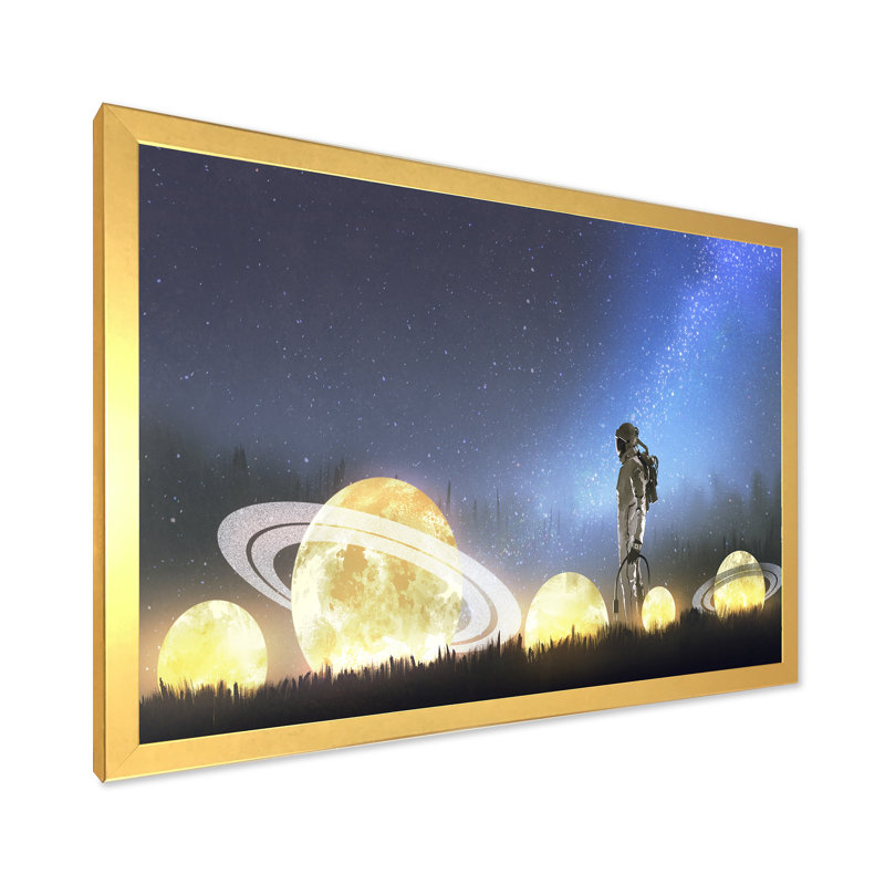 «Video In Astronaut», jeu vidéo sur toile «Lost In Galaxy II», H 8 po x l 12 po x P 1 po, Cadre photo doré