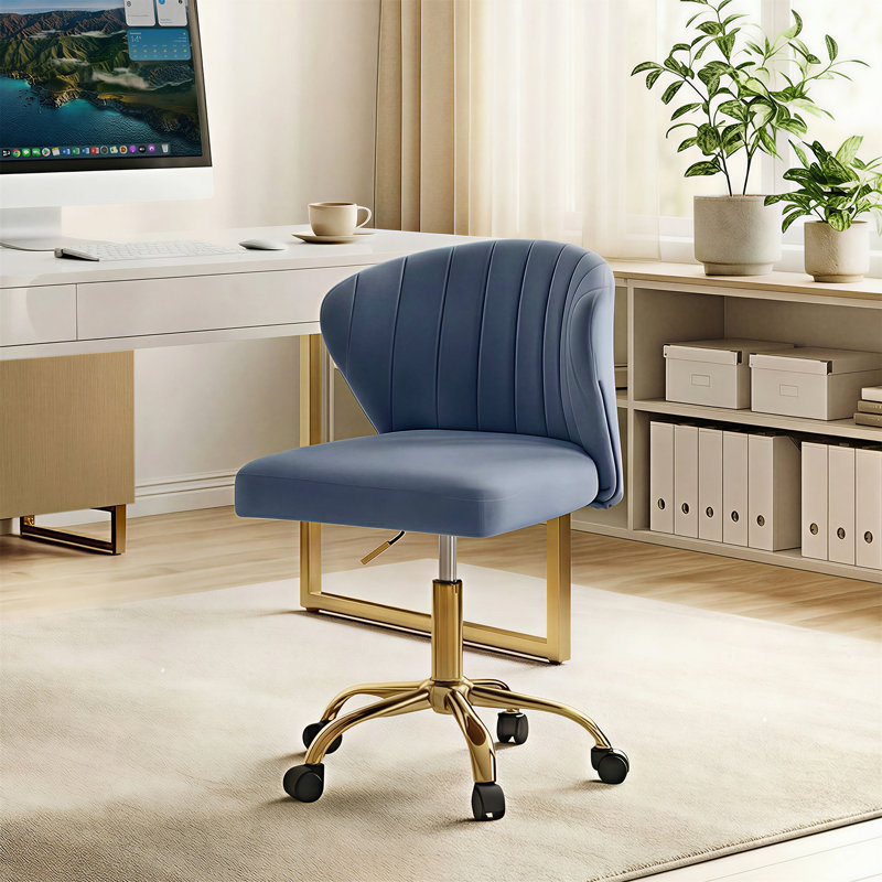 Adelynn Ergonomic Task Chair with Tufted Back, Slate Blue