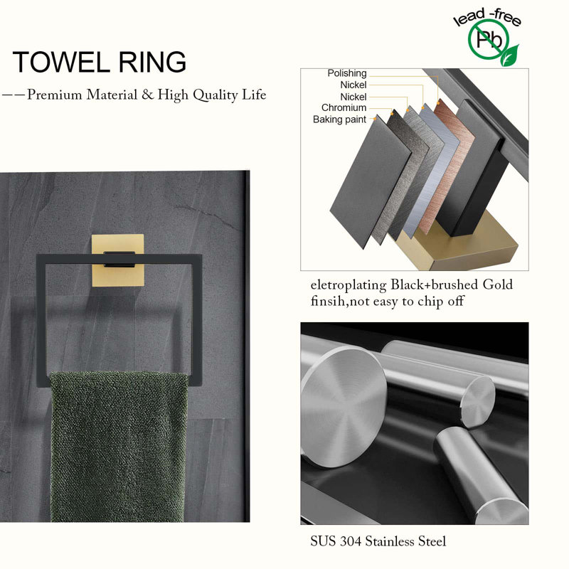 5 - Piece Bathroom Hardware Set, Brushed Gold/Matte Black