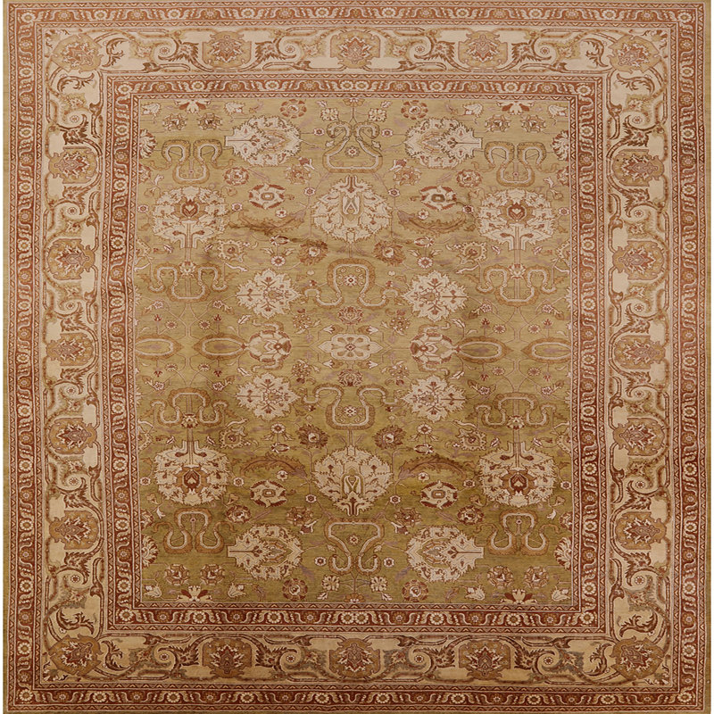 Tapis oriental beige / jaune Mamet, Carré 3 pi
