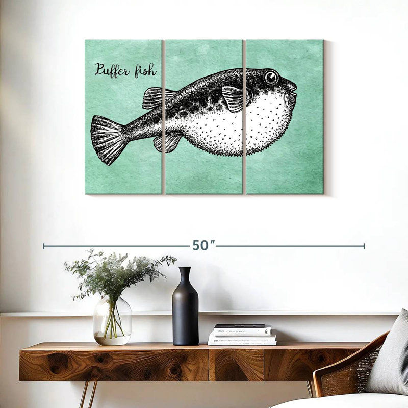 Brampt Puffer Fish Sketch, 24" H x 38" W