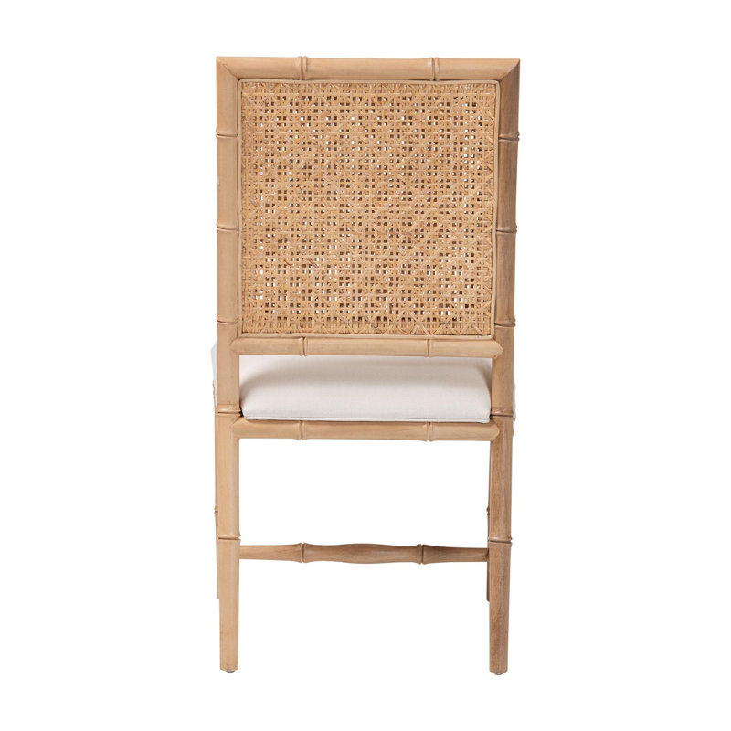 Chaise de salle à manger bali & pari Sandy - Chaise d'appoint en bois artisanal et rotin naturel avec motif en bambou