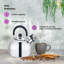 Mantraraj 2.5 Silver Whistling Kettle Stainless Steel Metalic Tea Kettle with Ergonomic Handle