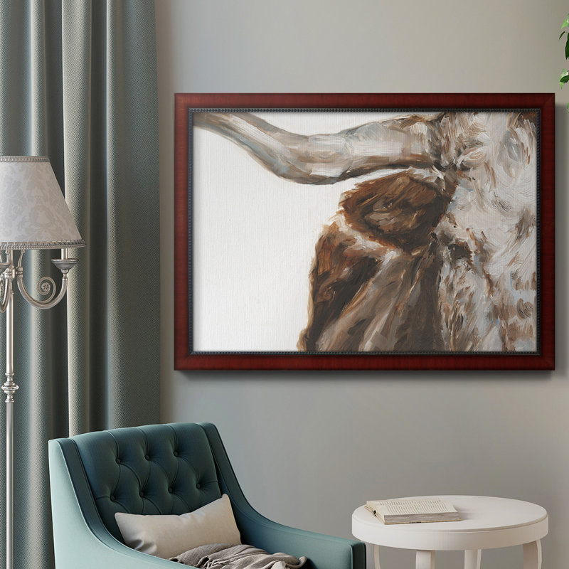 " Steer Clear I " Painting Print, 16" H x 20" W x 2.5" D, Brown Framed Canvas