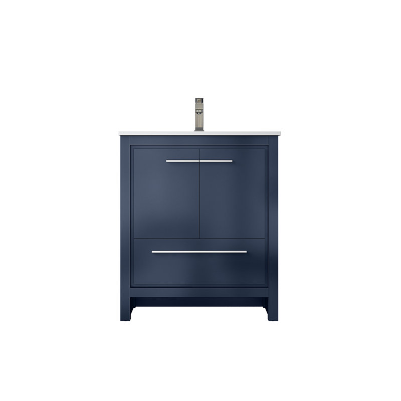 Meuble-lavabo l 30 po x P 20 po avec surface en quartz blanc et robinet en métal - armoire à fermeture en douceur Teinture pour comptoir à 20 fonctions