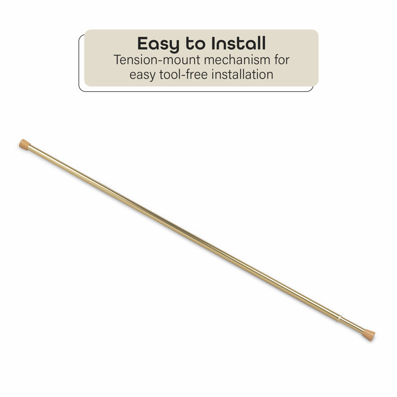 Brass Adjustable Spring Tension Curtain Rod, 28"-48"