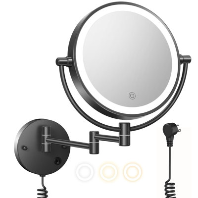 Tabit Round LED Lighted Magnifying Wall Mounted Vanity Makeup Mirror