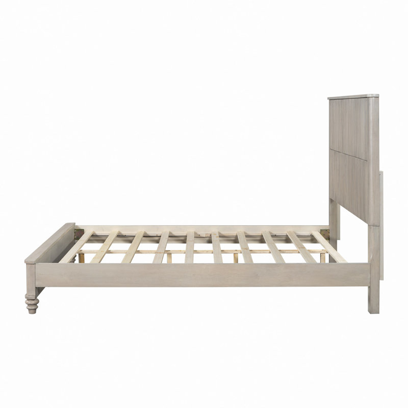 Base de lit en bois massif, cadre de lit plateforme grand avec tête de lit, tête de lit haute en bois naturel