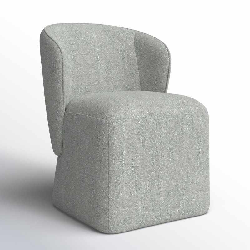 Niha Upholstered Dining Chair with Casters, Mellow Gray Chenille