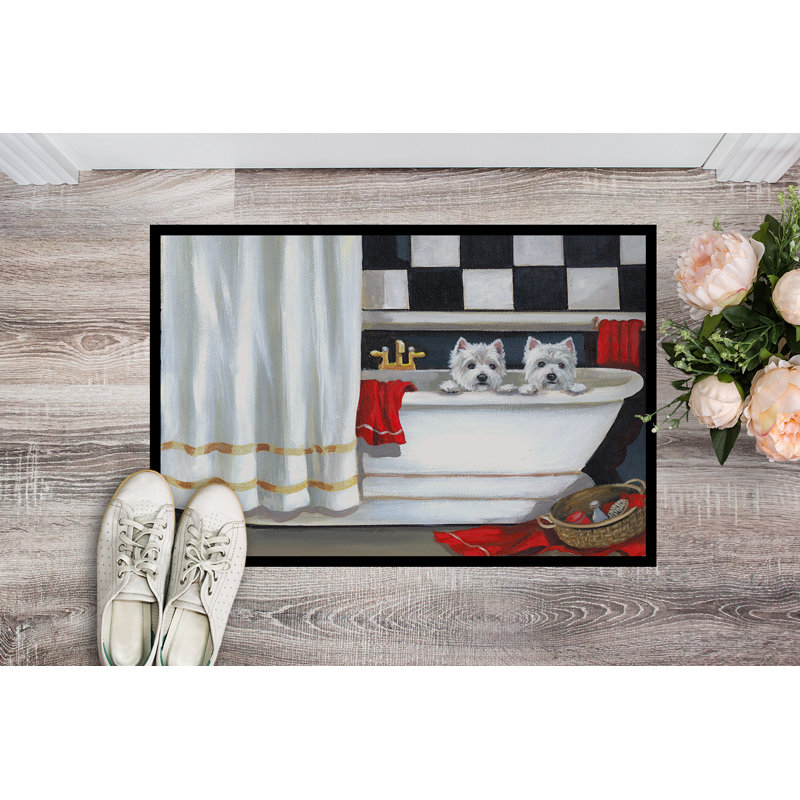 Non-Slip Doormat, Westie Pour Le Bain Bathtime