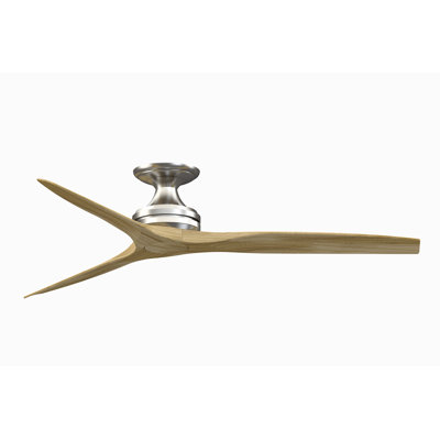 Spitfire 60 inch Flush Indoor/Outdoor Ceiling Fan - Brushed Nickel with Natural Blades