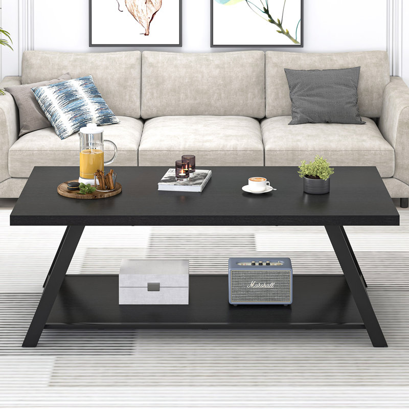 Table basse 47 "avec tablette de rangement Hulte, noir, Noir