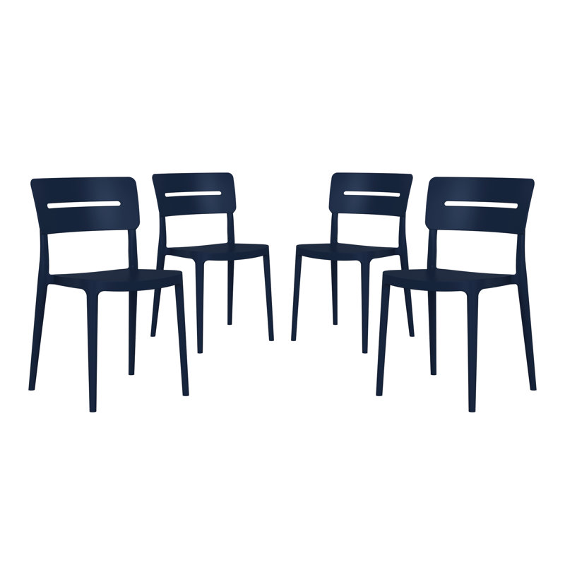Outdoor Stacking Dining Side Chair (Set Of 4), Teal