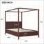 Grand lit plateforme à baldaquin en bois avec conception cannelée élégante et lattes de soutien, finition espresso-129512964-129512963