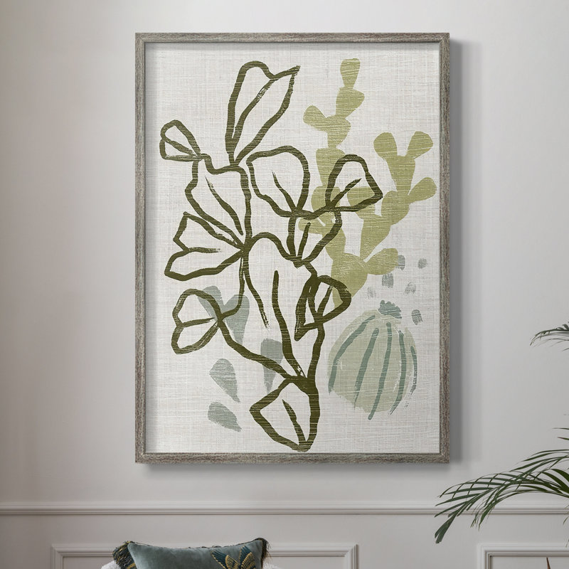 Coral Blockprint IV, reproduction encadrée - bois massif, H 15 po x l 12 po