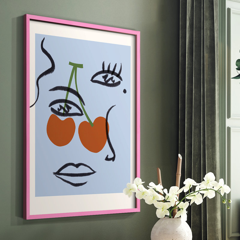«Cherry Baby I», reproduction encadrée - bois massif, Rose, H 10 po x l 8 po