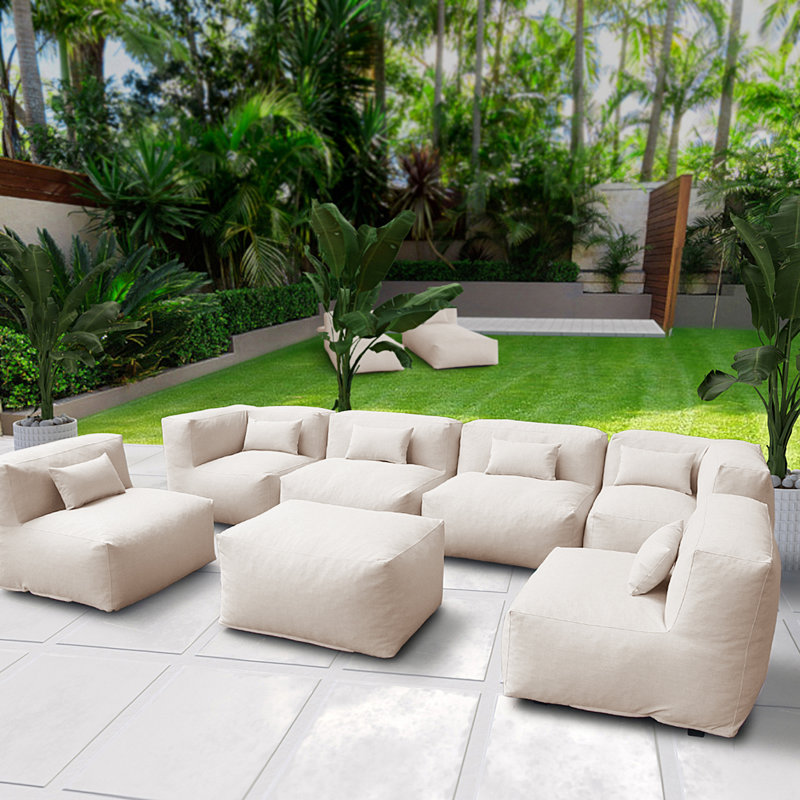 Jermya 6 - Person Modular Patio Conversation Set, Light Beige