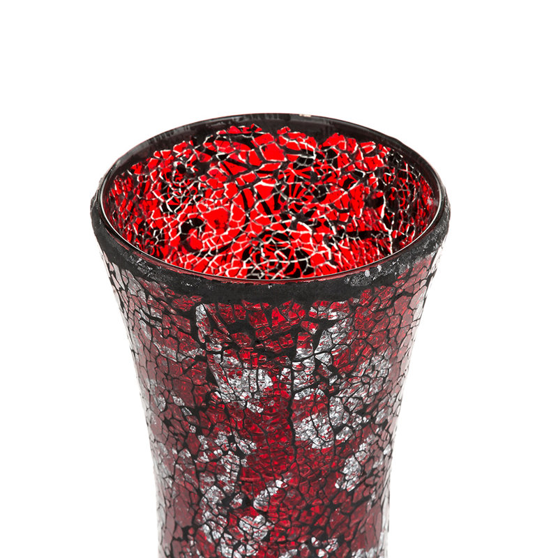 Thorne Handmade Glass Table Vase, Red Silver Rose