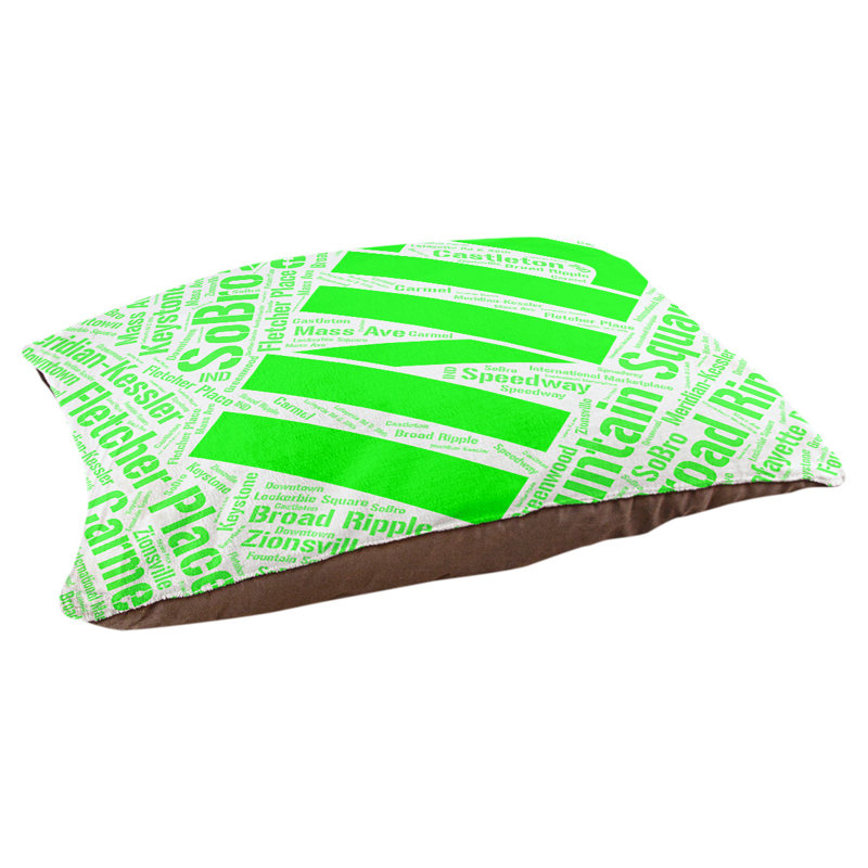 Coussin de chien « districts », Grand (l 40 po x P 30 po x H 14 po), Vert, Indianapolis
