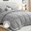 Ensemble d'édredon pour lit très grand 5 pièces gris - Lit moelleux dans un sac avec draps et taies d'oreiller-2029272809-2029272808