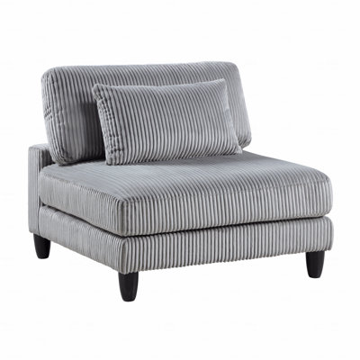 Fauteuil sans accoudoirs en velours côtelé gris