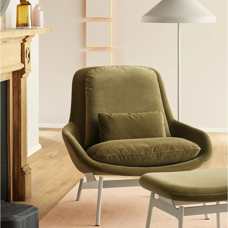 Field Lounge Chair, Moss Velvet Polyester Blend