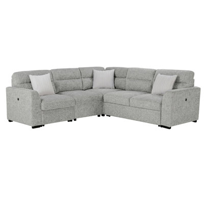 Emiliano Nickel Sectional With 3 Pillows