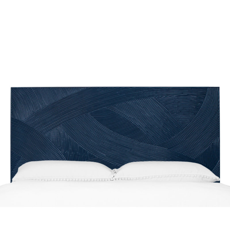 Swirl Rattan Queen Standard Bed, Natural, King, Navy