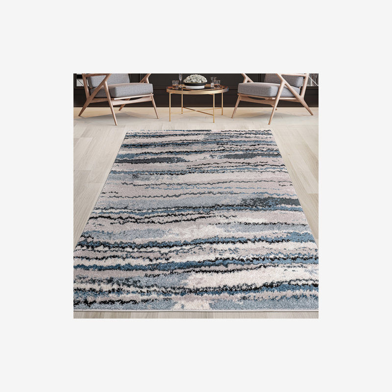 Tapis tissé à rayures abstraites Watercolor