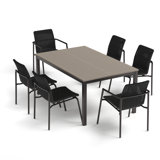 Travira 7-Piece 63" Rectangular Dining Table and Orso Armchairs, Side Chairs Set