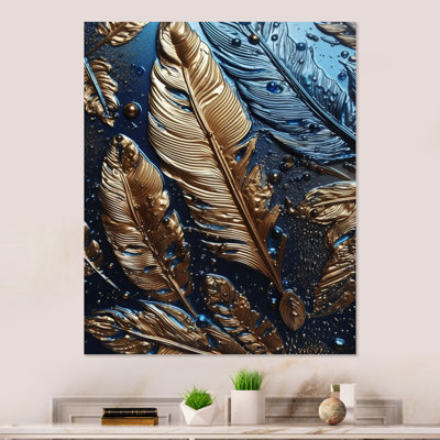 Gold Feather Glamour I - impression sans cadre sur métal