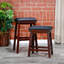 Tabouret 30 ", finition espresso, siège en cuir noir-443575046