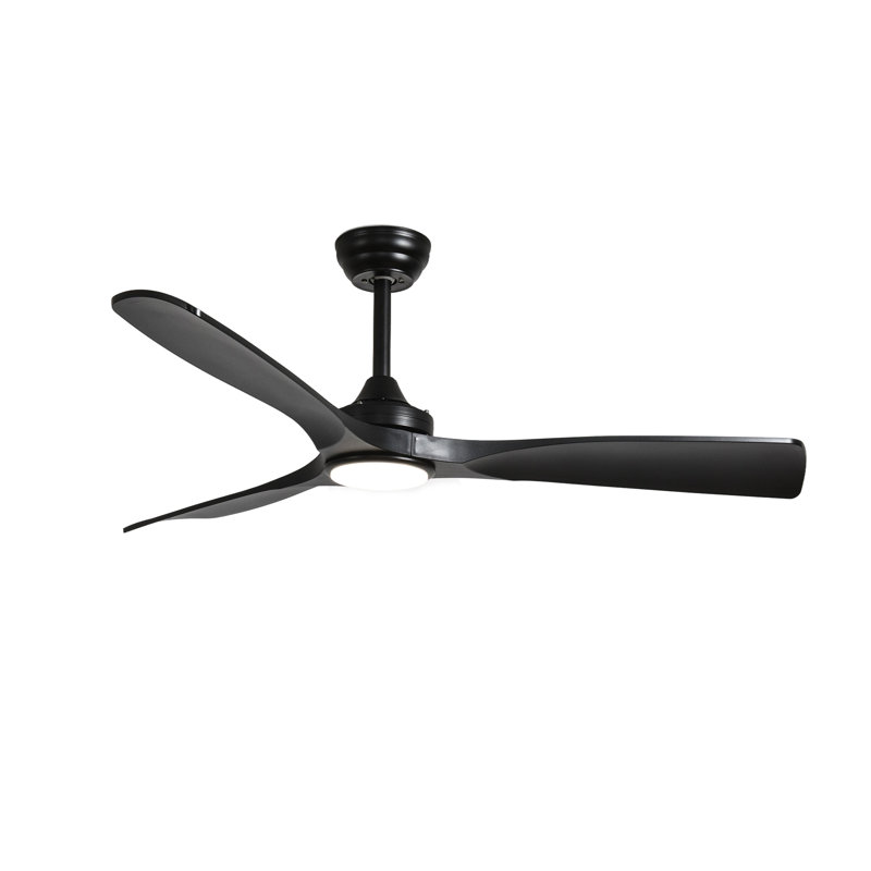 Ventilateur de plafond 42 po moderne noir avec lumière et télécommande, Noir