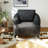 35" Compression Metal Leg Accent Chair - Compressed Chenille Memory Foam Lounge Chair For Living Room & Bedroom-1501229112