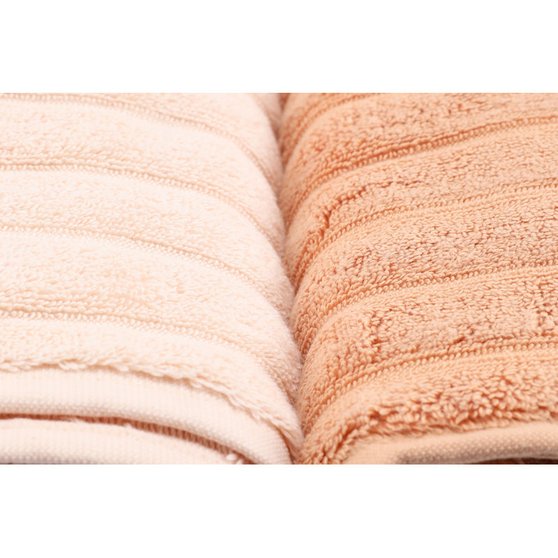Ensemble de 4 serviettes 100% coton Beraldo, Moutarde / crème / pêche