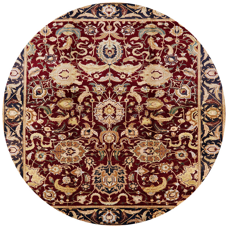Tapis oriental rouge / bleu Cadmar, Rond 8 pi