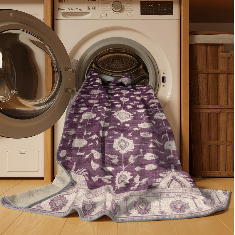 Tapis gris lavable à la machine, Rectangulaire 2 pi x 3 pi