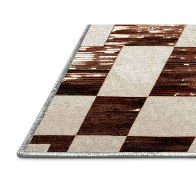 Tapis botanique brun lavable à la machine, Tapis de couloir 2 pi x 4 pi