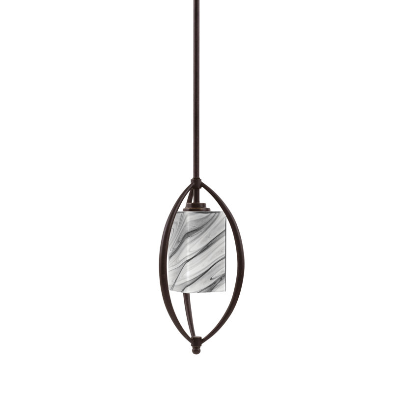 Suspension Albreda Stem Hung Mini présentée en fini granit foncé avec un verre fumé carré de 8,9 cm (3,5 po)