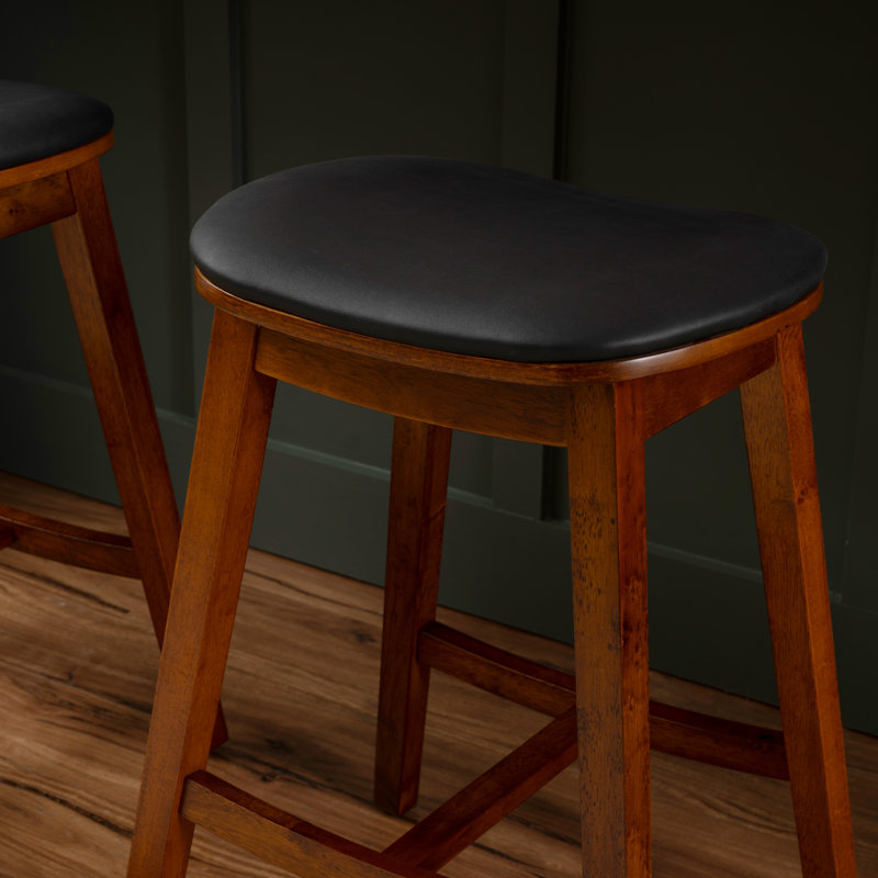 Tabouret de comptoir en simili cuir Nafeesa , Noir / brun