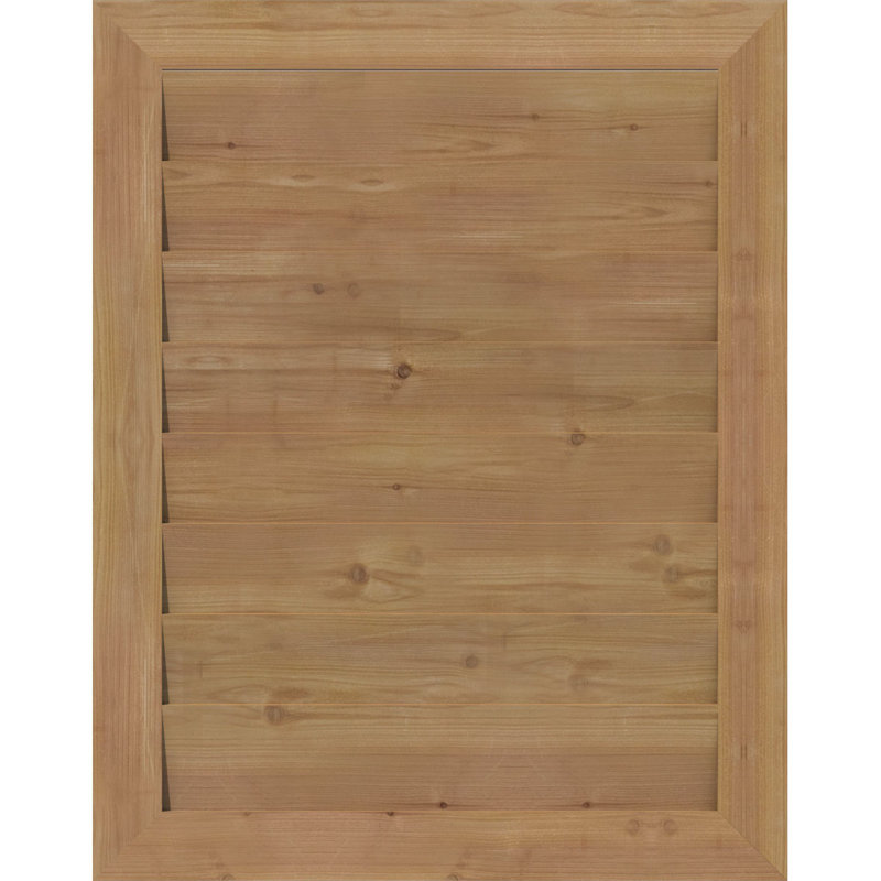 Évent vertical vertical en bois non fonctionnel avec cadre décoratif, Cèdre rouge de l'Ouest brut (lisse)