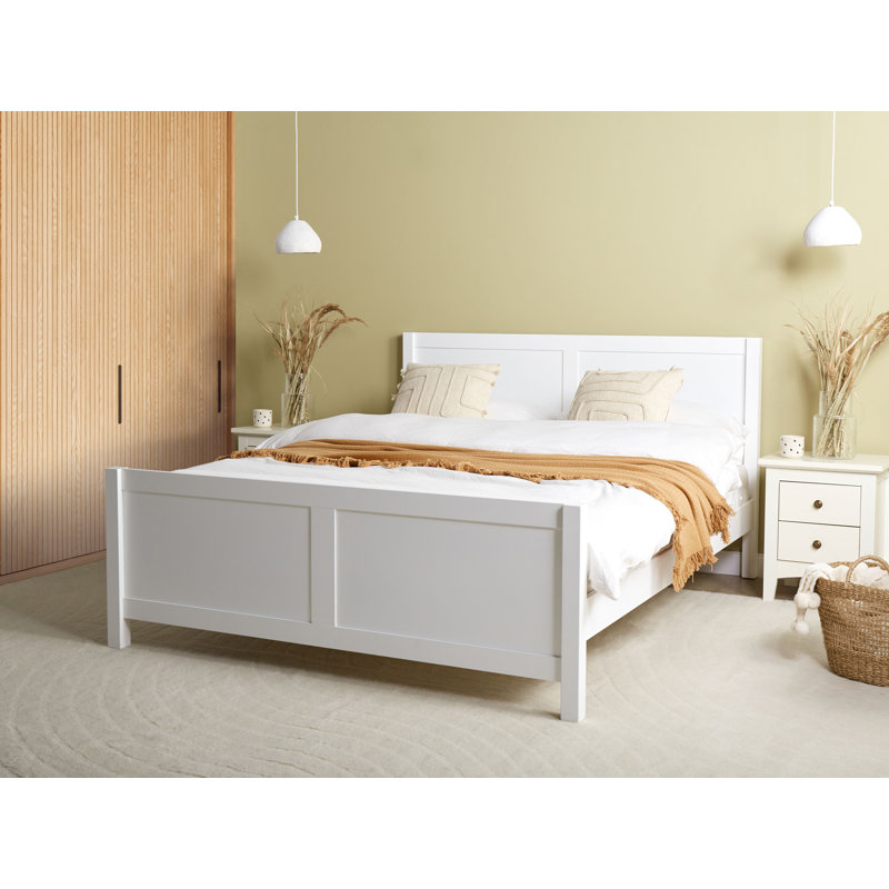 CHAMPAGNAT Solid Wood Bed, European Kingsize (160 x 200 cm), White